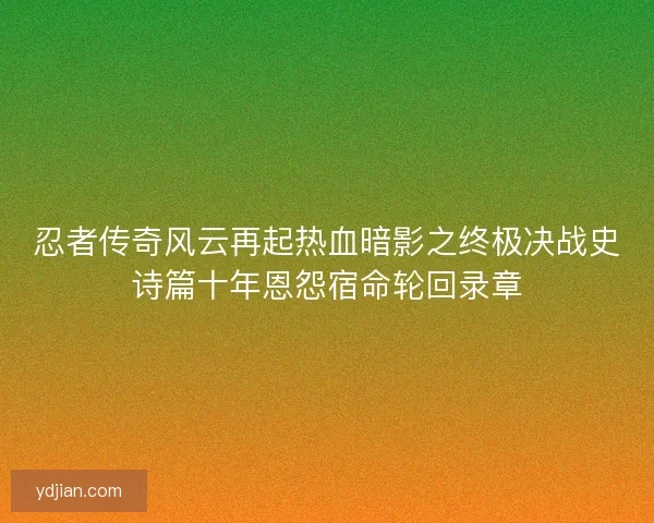 忍者传奇风云再起热血暗影之终极决战史诗篇十年恩怨宿命轮回录章