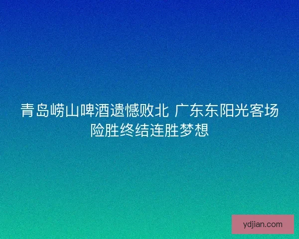 青岛崂山啤酒遗憾败北 广东东阳光客场险胜终结连胜梦想