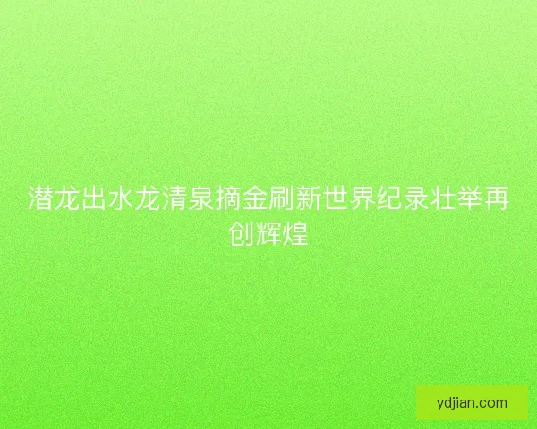 潜龙出水龙清泉摘金刷新世界纪录壮举再创辉煌