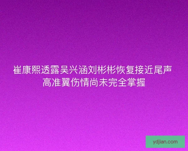 崔康熙透露吴兴涵刘彬彬恢复接近尾声 高准翼伤情尚未完全掌握 崔康熙透露吴兴涵刘彬彬恢复接近尾声 高准翼伤情尚未完全掌握